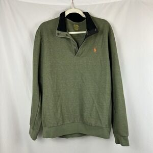 Polo Ralph Lauren Mens 1/4 Snap Long Sleeve Sweater Fleece OliveGreen Mens Large
